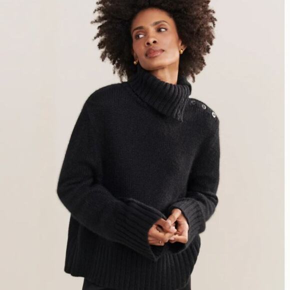 NEW Jenni Kayne Jackie Cashmere  Sweater in Black Sz M - Picture 1 of 11